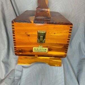 Vintage Griffin Shinemaster Wooden Shoe Shine Box with Metal Latch
